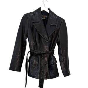 Classiques Entier Genuine Lambskin Leather Jacket Belted Blazer Size Small